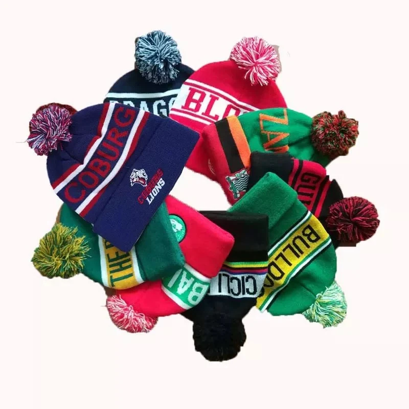 Jacquard knitted beanie hat with pom/ Bobble hat 1