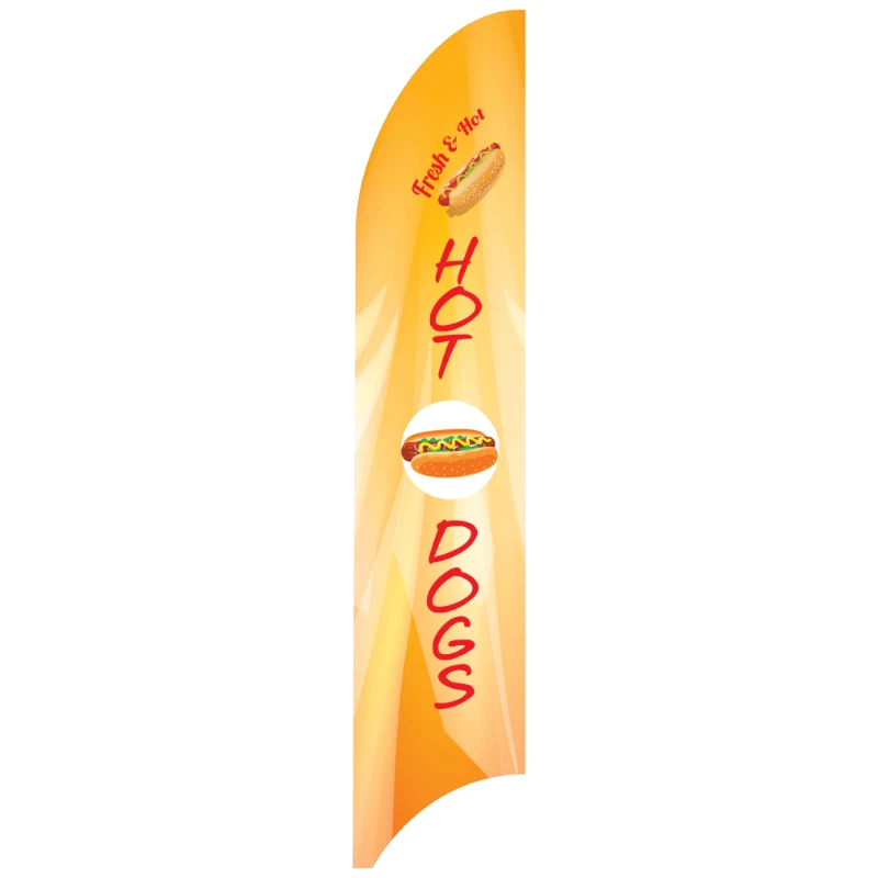 Hot & Fresh Hot Dogs Flag Kit with Poles 11 Feet G7 Feather Flag Sign Outdoor Banner - Orange 1