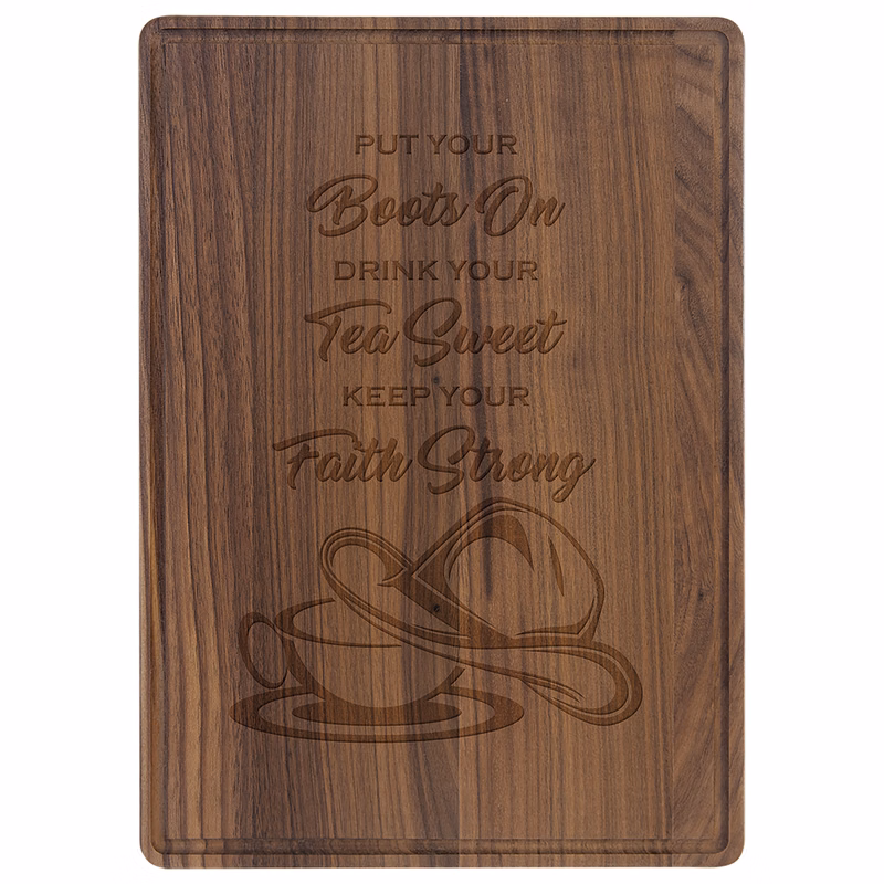 13 3/4" x 9 3/4" Multi Brown Walnut Cutting Board with Drip Ring