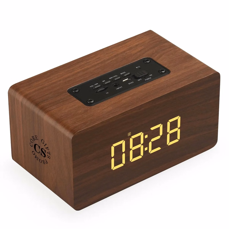 Wooden Bluetooth Speaker With Alarm Clock