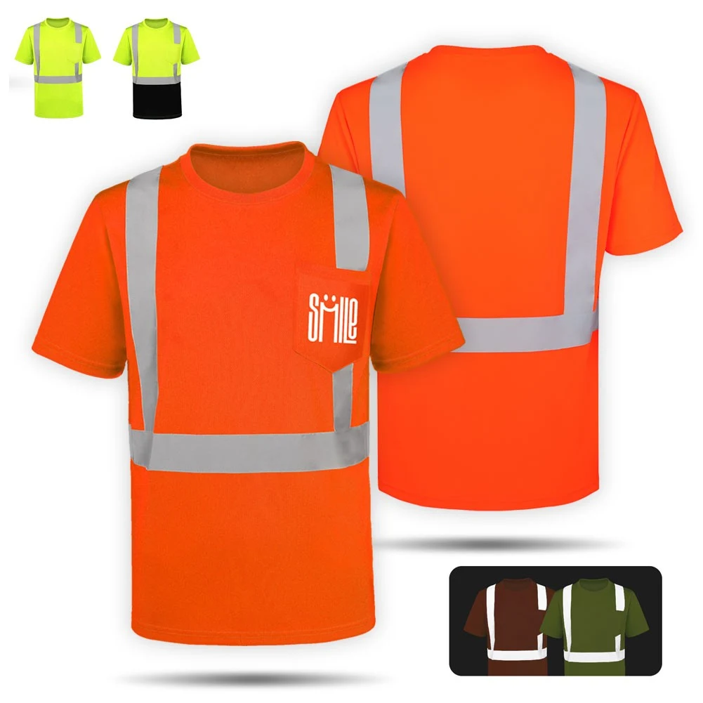 Men's Class 2 Hi-Vis Reflective Safety T-Shirt with Pocket 1
