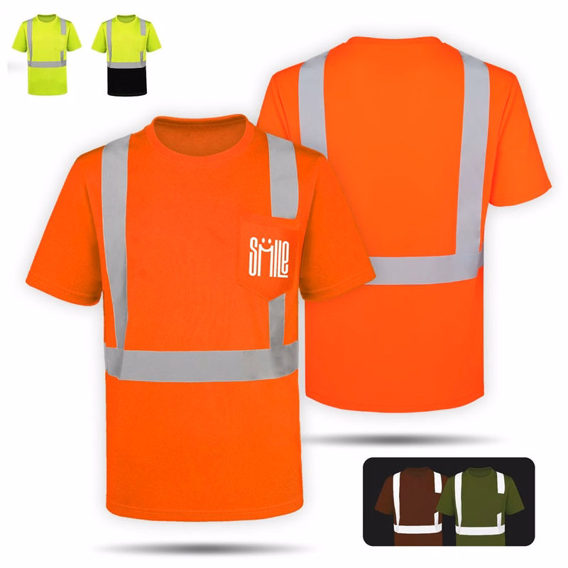 Men's Class 2 Hi-Vis Reflective Safety T-Shirt with Pocket