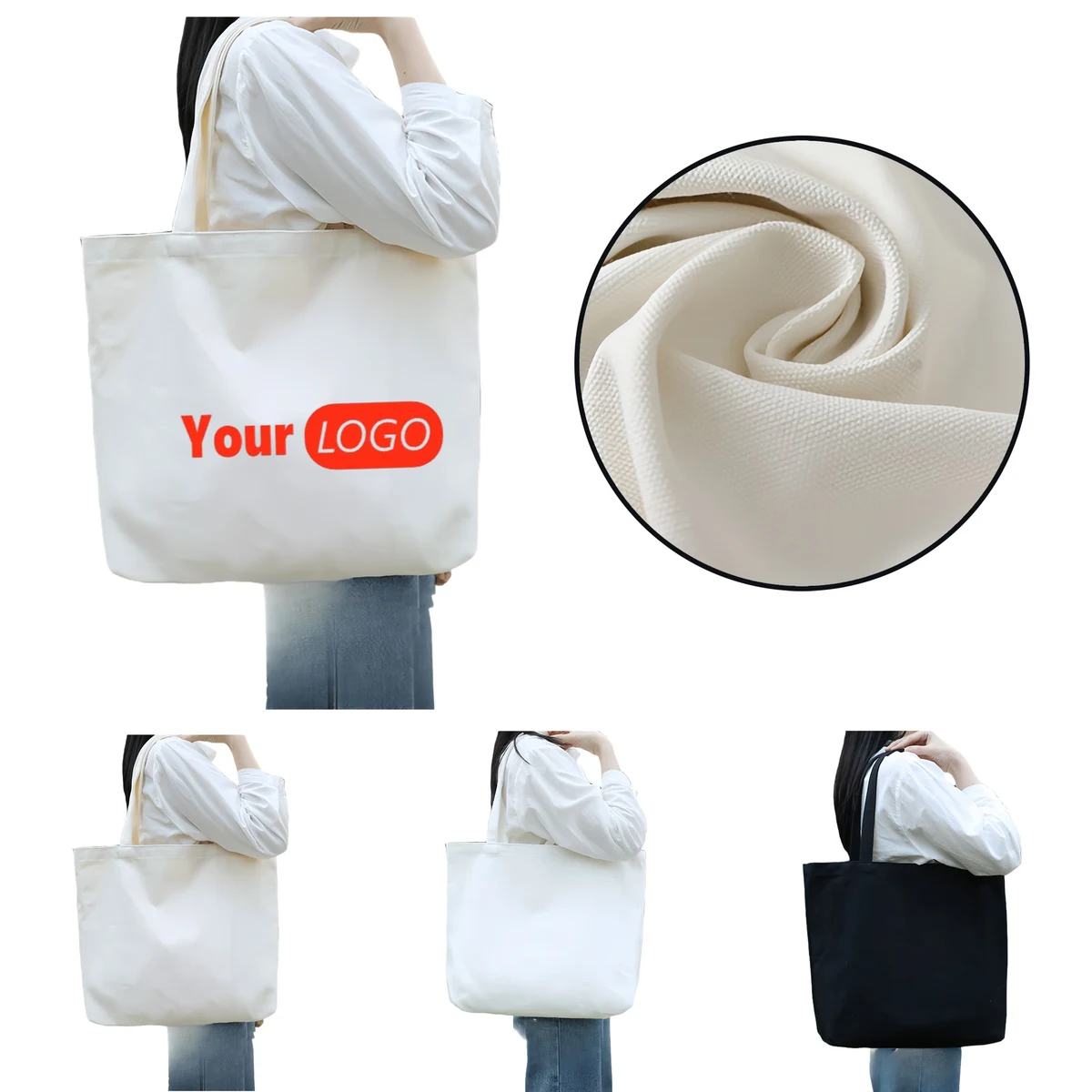 Customizable Horizontal Canvas Tote Bag, custom tote bag with logo imprint 1