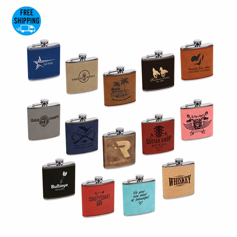 8 oz. Leatherette Stainless Steel Flasks