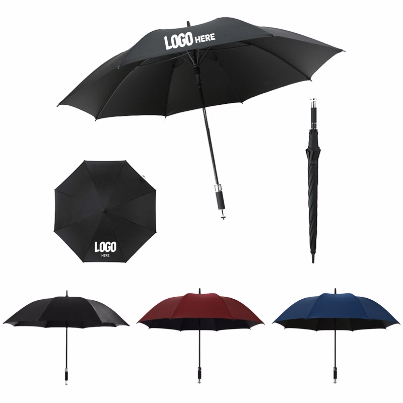 8 Ribs Straight Golf Umbrella with Stylish Silver Handle