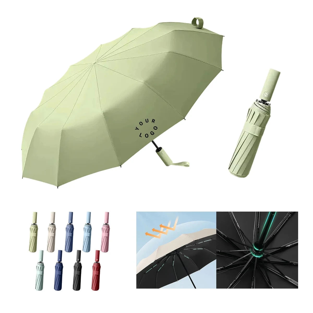 UV Protective Folding Umbrella with Double Layer Canopy 1