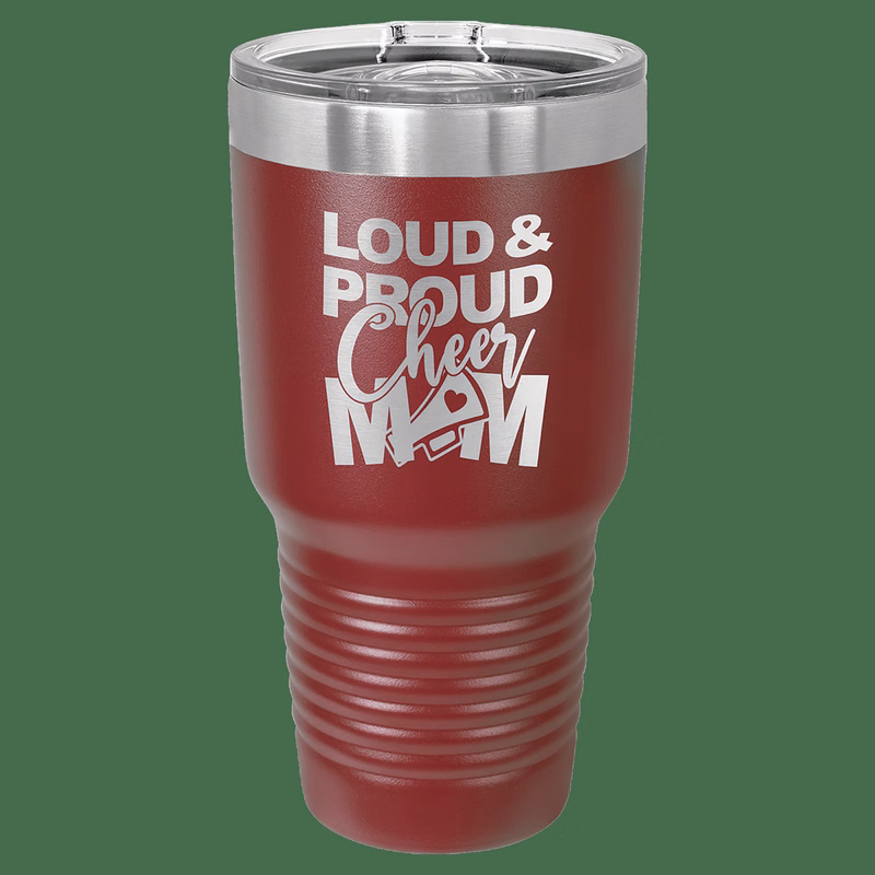 30 oz. Maroon Laser Engraved Polar Camel Ringneck Tumblers w/Slider Lid