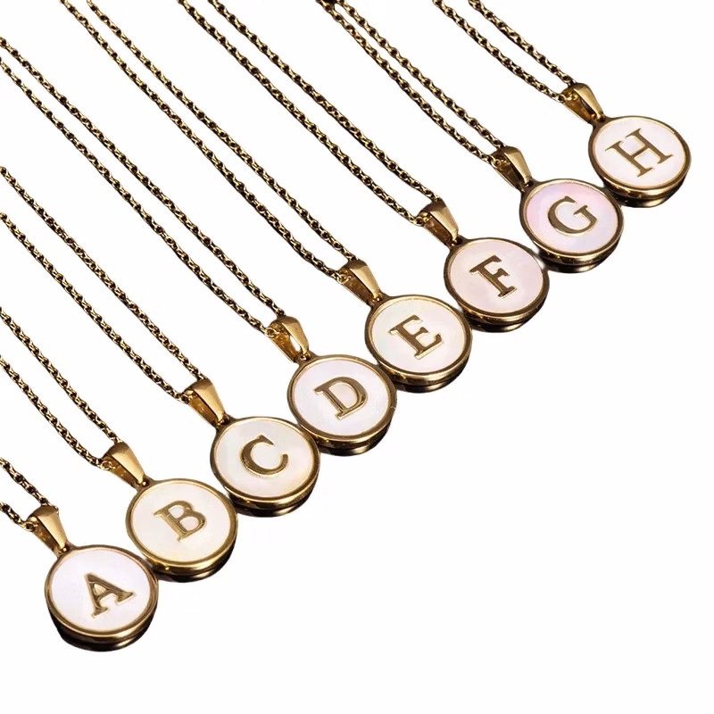 Gold Stainless Steel Letter Pendant Necklace