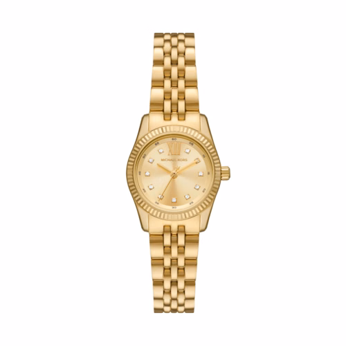 Michael Kors Women's Petite Lexington Pave Gold-Tone Watch