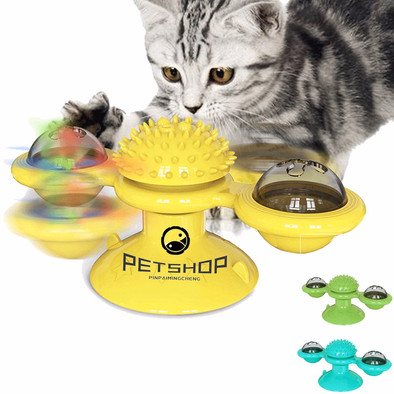 Windmill Cat Toy with Catnip, Interactive pets Spinning