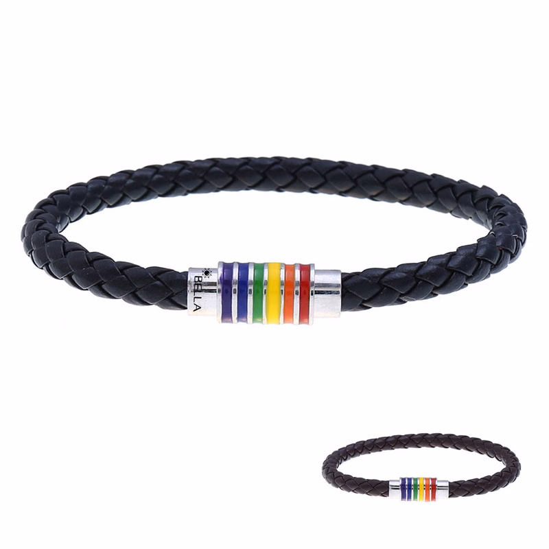 Copper magnetic buckle PU leather bracelet