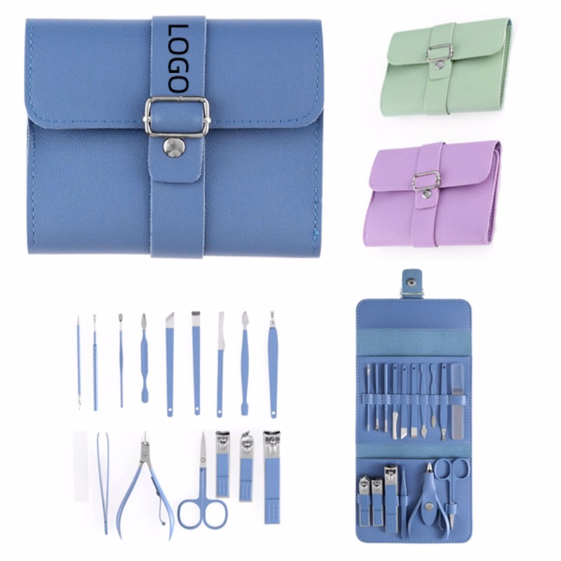 16 Pieces Luxury PU Leather Manicure Nail Set