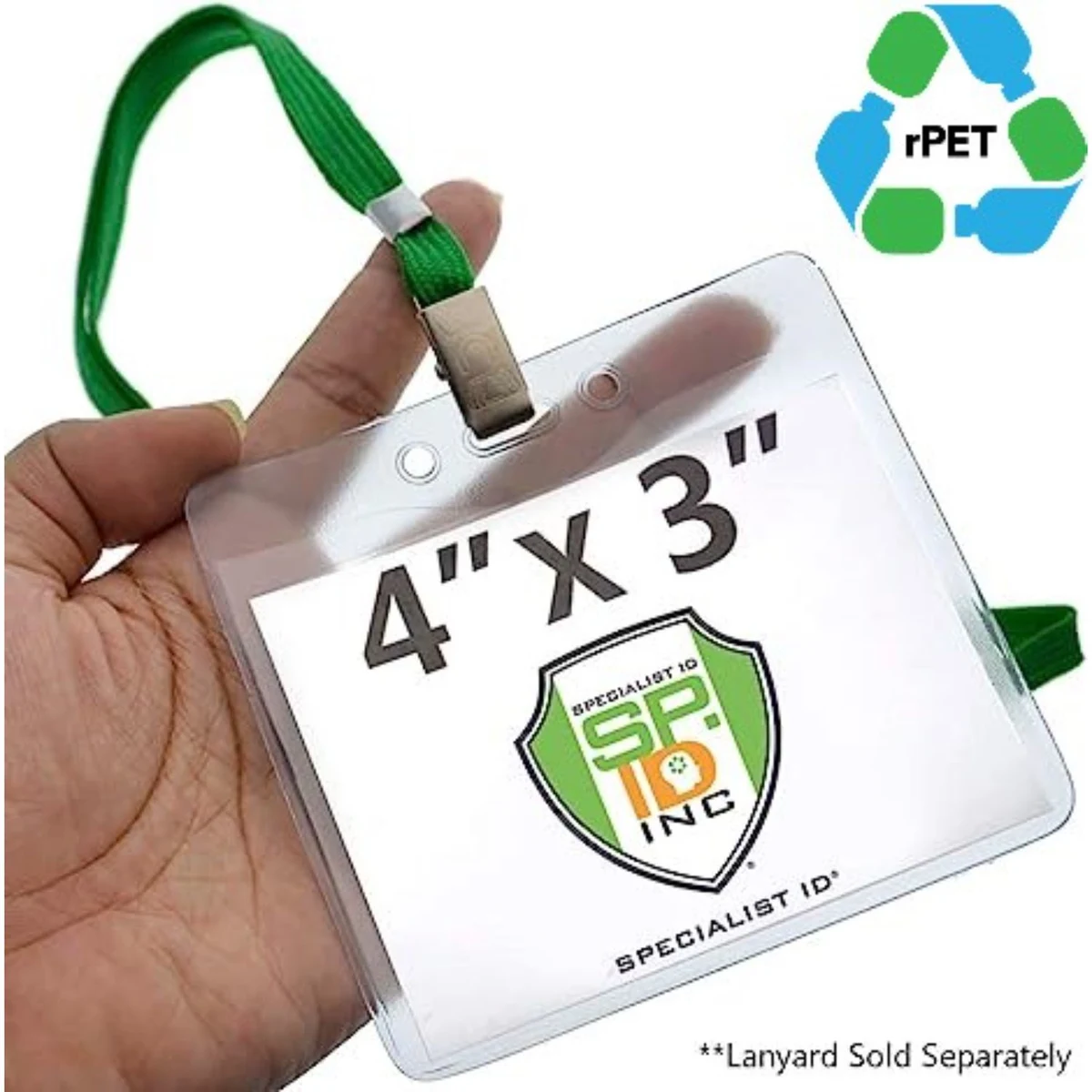 4"W x 3"H rPET Clear Vinyl Horizontal Badge Holder 1
