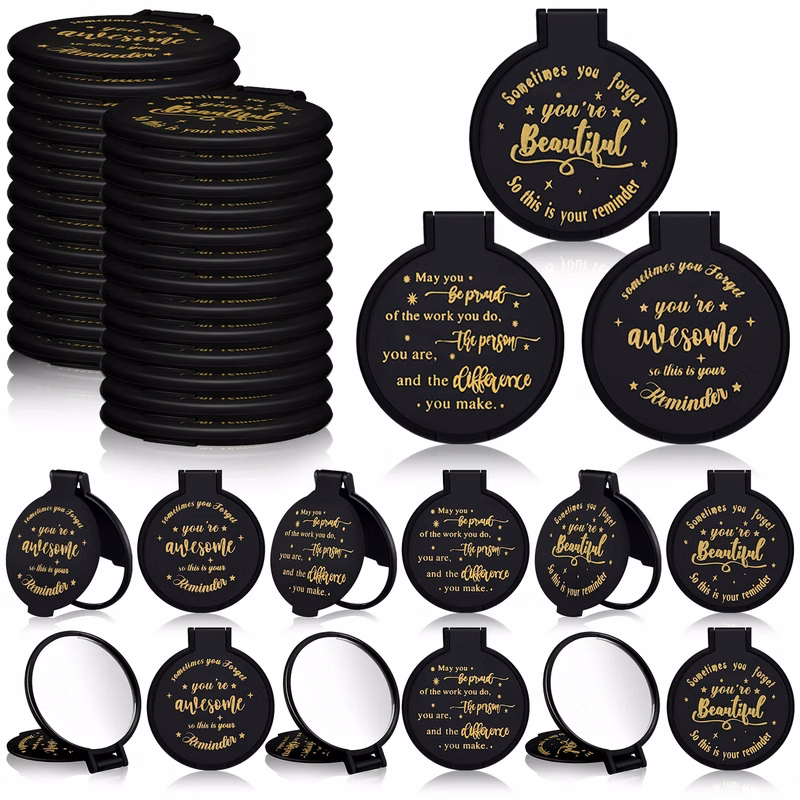 Handheld Portable Circular Makeup Folding Mirror