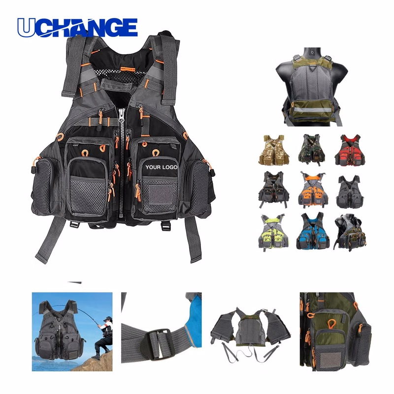 Durable Fishing Life Jacket with Storage Pockets for Boating