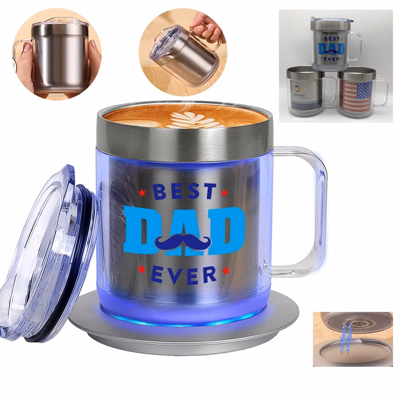 Heated Stainless Steel Charging Double Walled Coffee Tumbler Mug Set