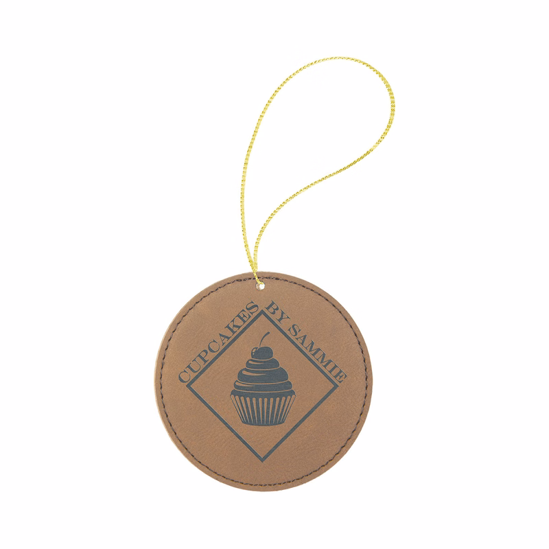 Dark Brown Leatherette Round Ornament