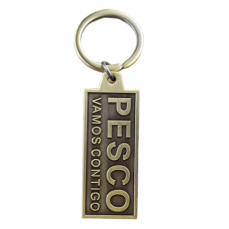 Embossed Modish Rectangle Metal Keychain