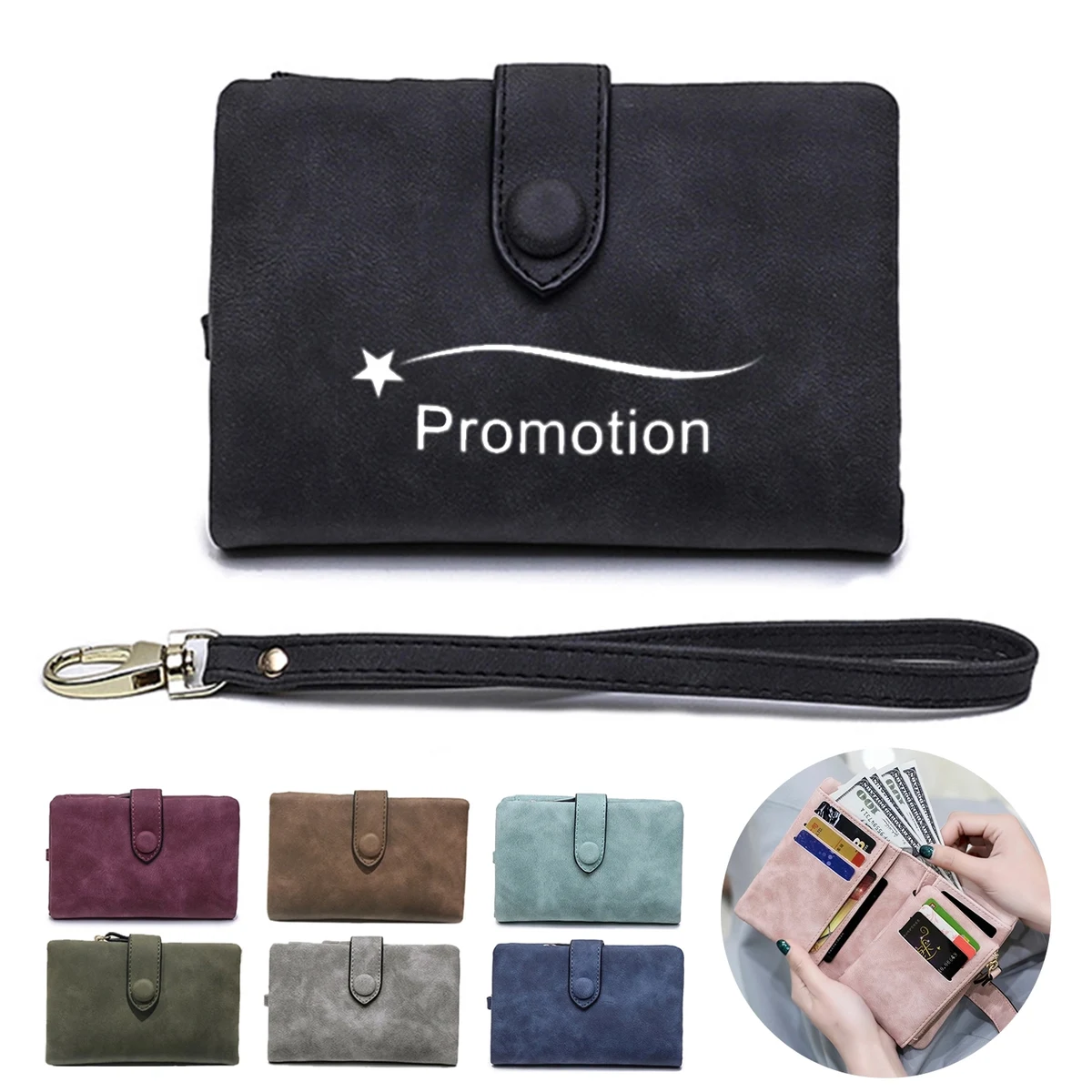 Pu Wallet With Wristlet 1