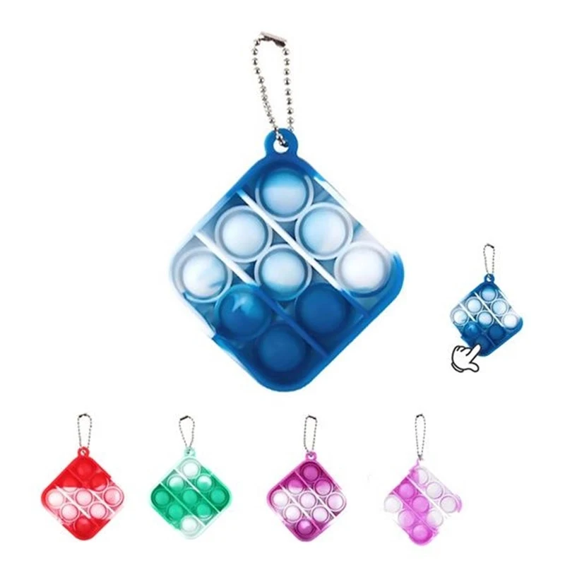Square Rainbow Push Bubble Toy Keychain 1