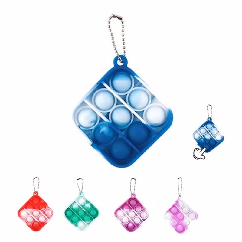 Square Rainbow Push Bubble Toy Keychain