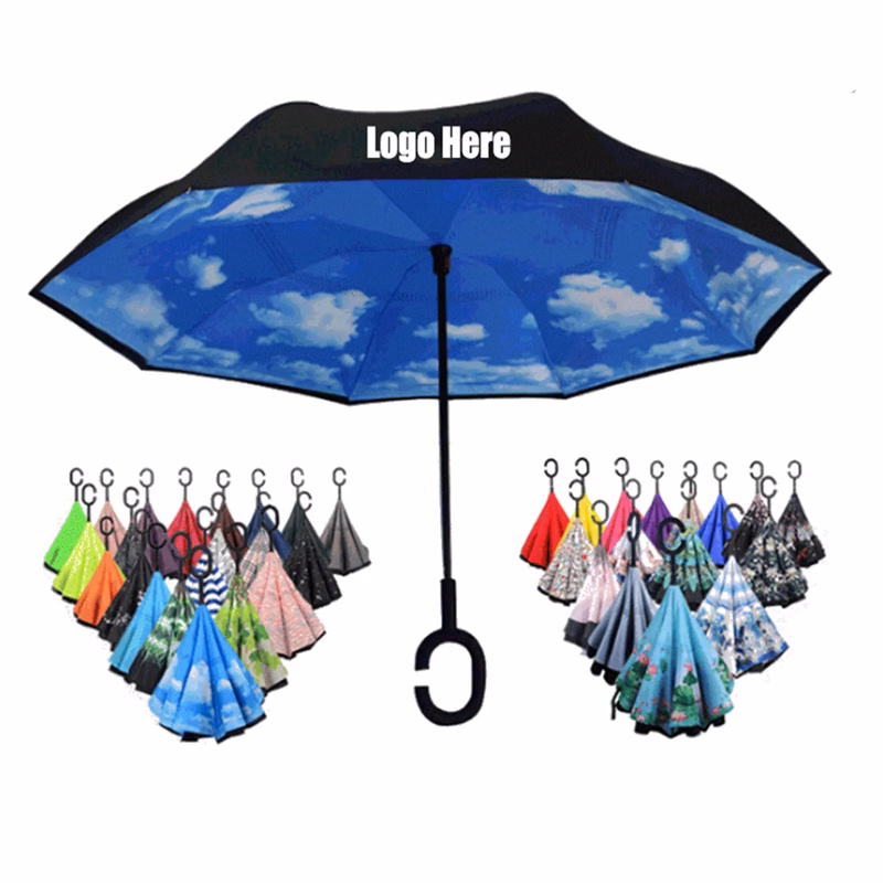 Reverse Upside Down Car Umbrella with C-handle