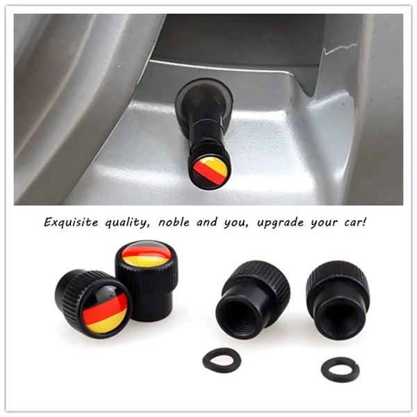 4pcs Tire Valve Stem Caps And Keychain Set Accessories Decal 1