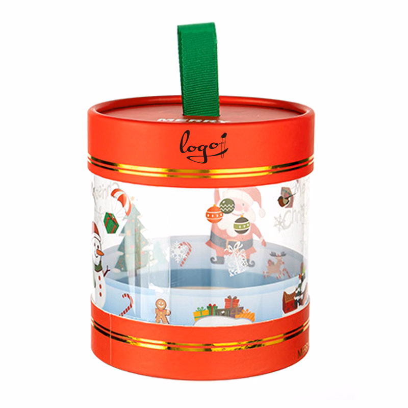 Christmas transparent Cylinder Packaging Gift Box