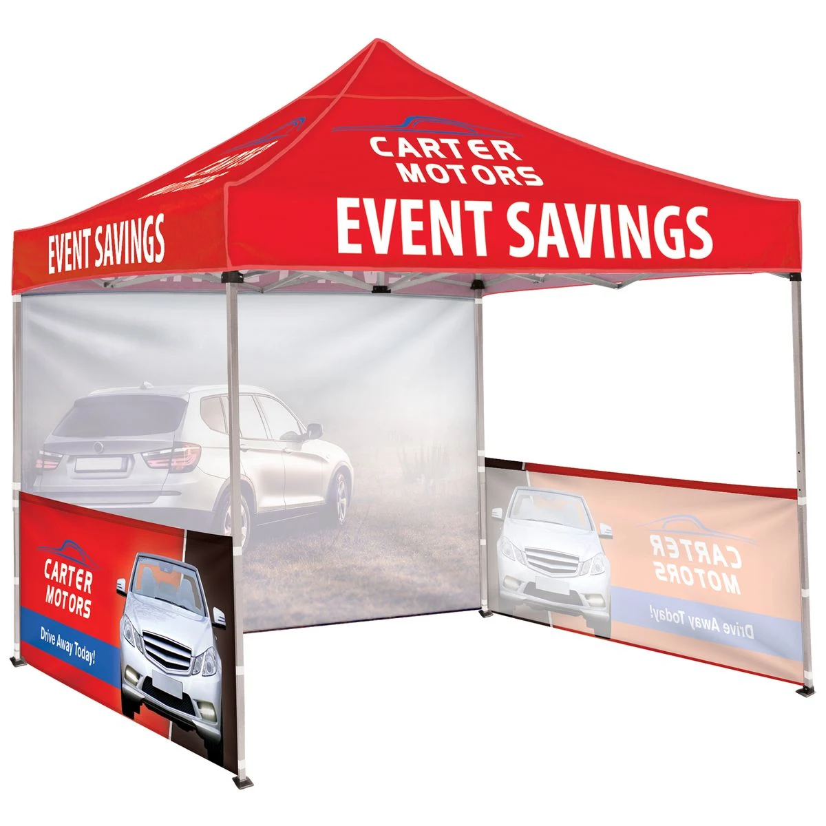 10' Square Canopy Tent W/One Full Wall and Two Half Walls 1