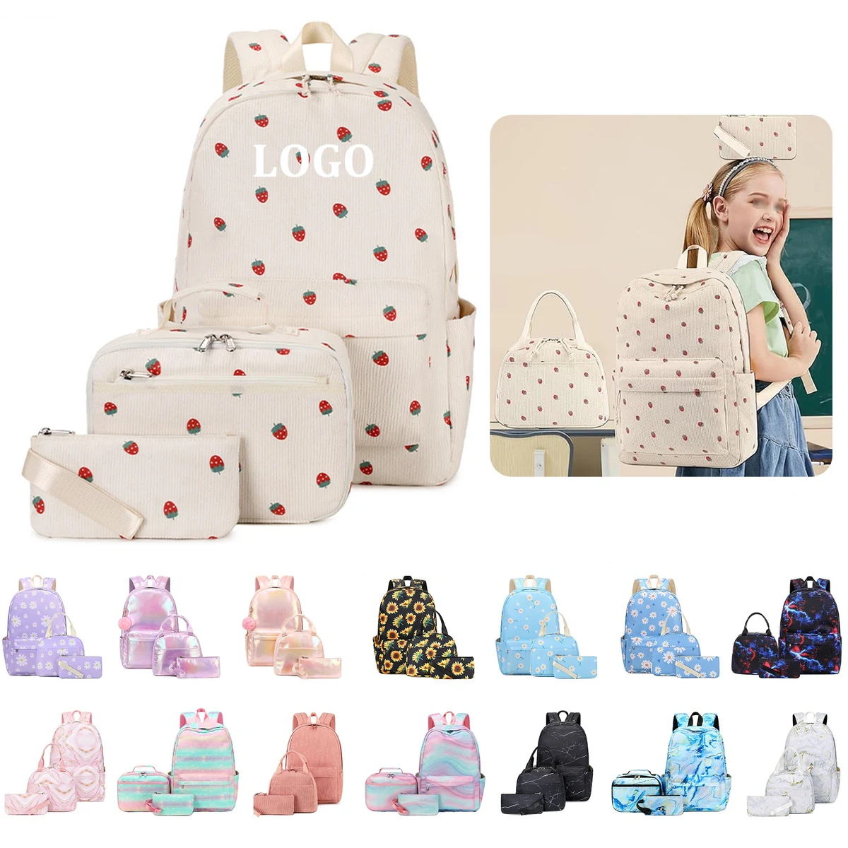 3 Pack School Backpack Teens Girls Boys Kids 1
