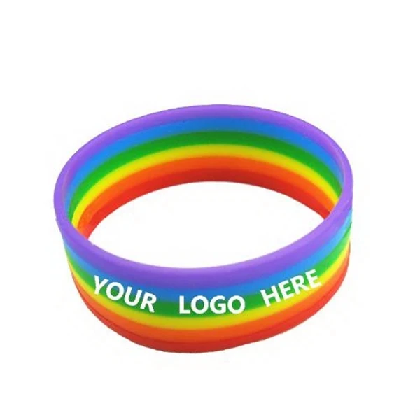 One Inch Wide Rainbow Silicone Bracelet 1