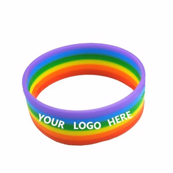 One Inch Wide Rainbow Silicone Bracelet