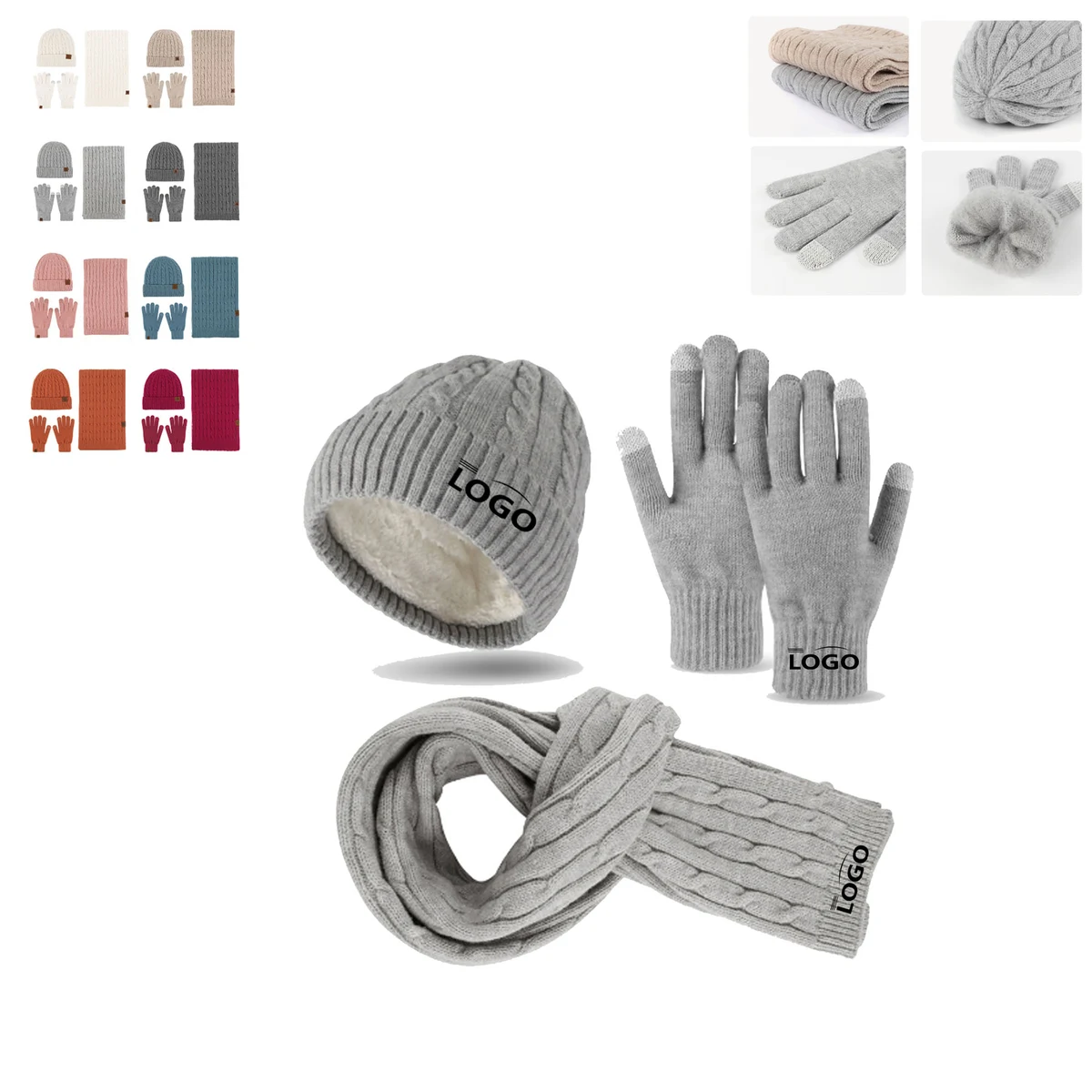 Winter Hat Scarf Gloves Set With Your Logo 1