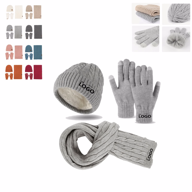 Winter Hat Scarf Gloves Set With Your Logo