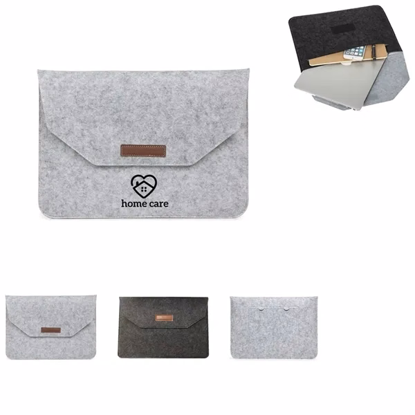 Custom Felt Laptop Sleeve Document Bag — 13" Flip-Top Tech Carry Case