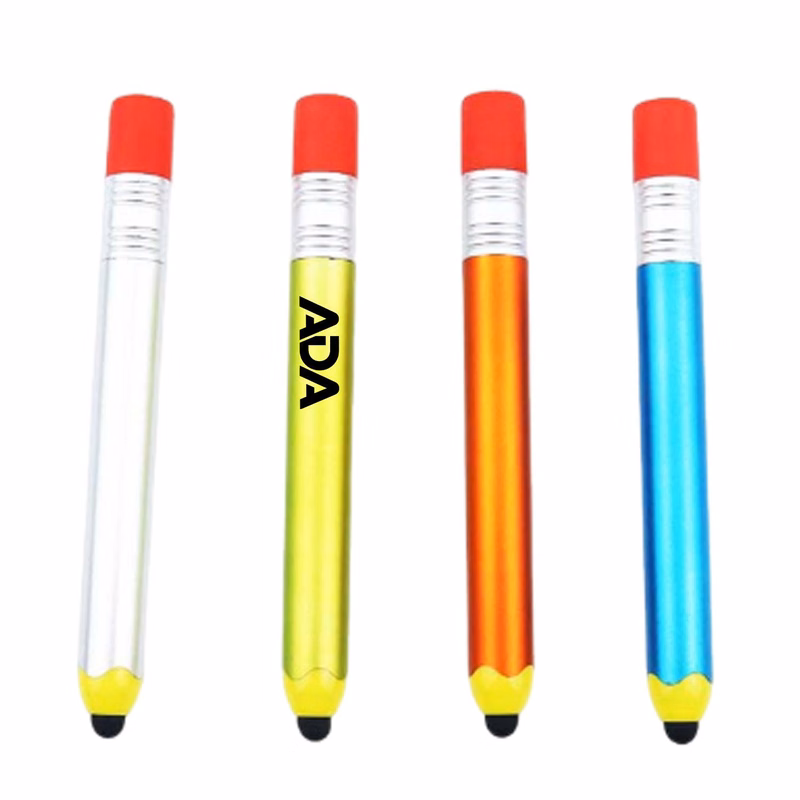 2 in 1 Pencil Shaped Stylus Ballpoint Pen