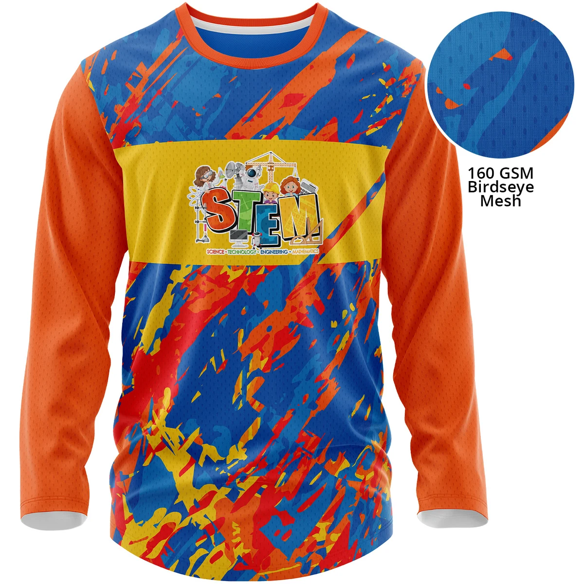 Youth 160 GSM Birdseye Mesh Sublimation Long Sleeve T-shirt 1
