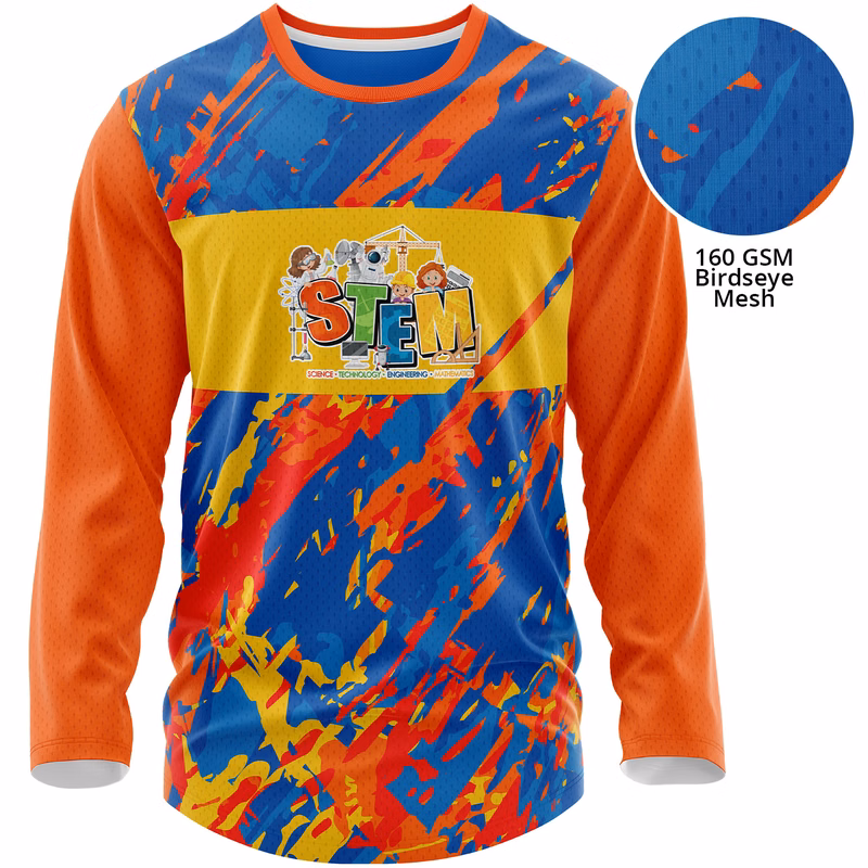 Youth 160 GSM Birdseye Mesh Sublimation Long Sleeve T-shirt