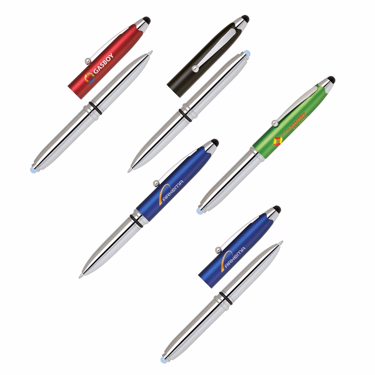 3 in 1 Stylus Pen with LED Flashlight (plastic)