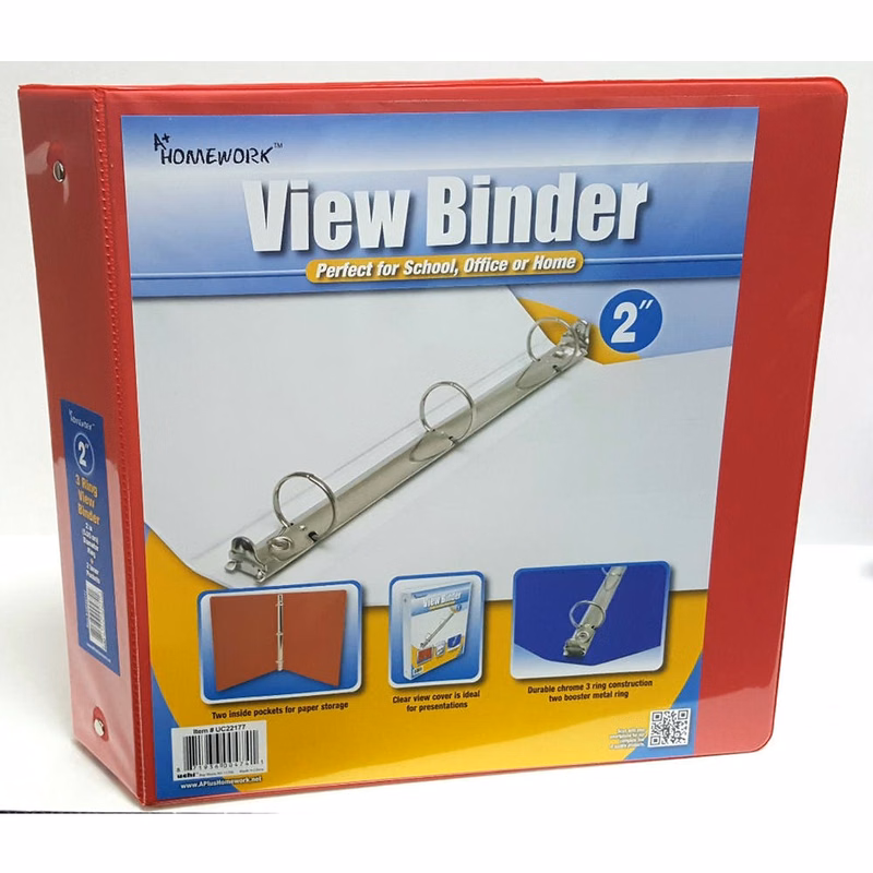 2" 3-Ring Binders - Red 2 Pockets View Cover