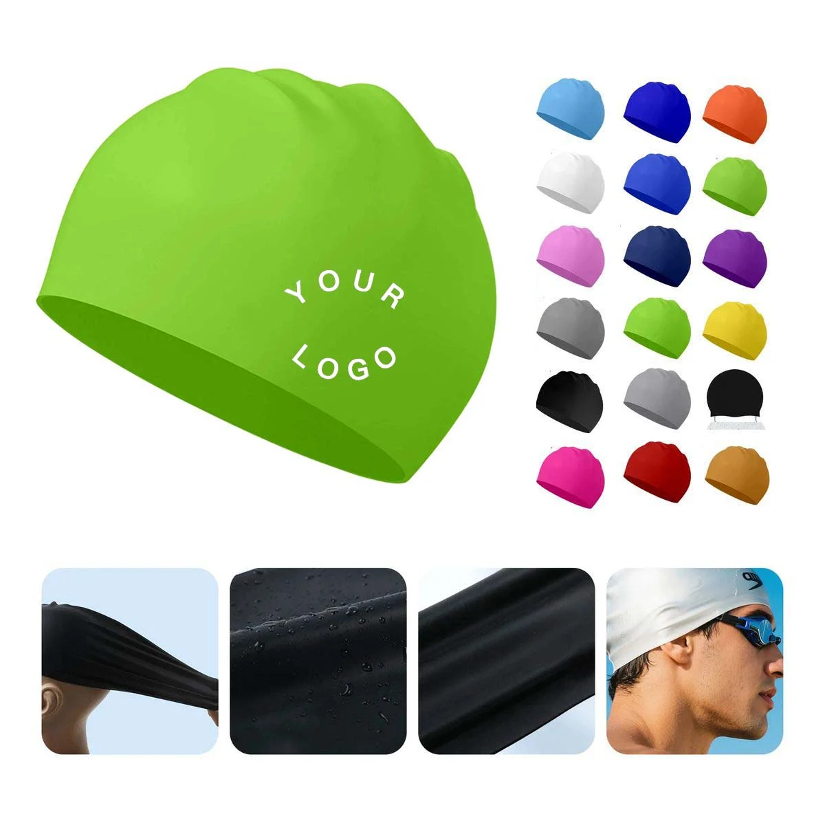 Comfortable Waterproof Silicone Swim Cap 1