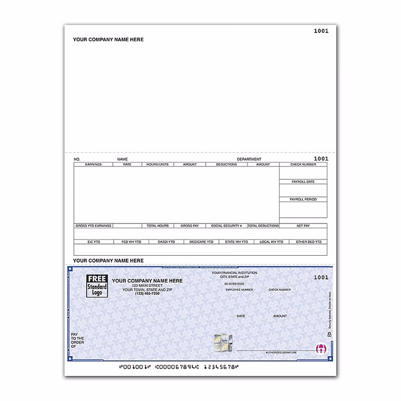 High Security Laser Bottom Payroll Check
