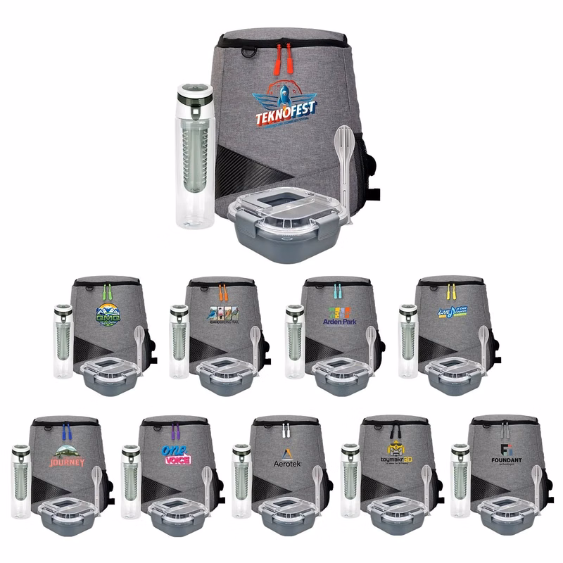 Trendy Lunch Box & Utensil Backpack Set