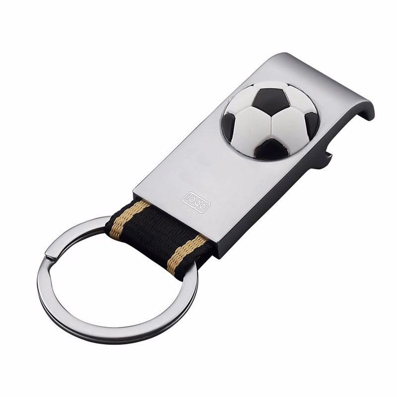 Custom Portable Zinc Alloy Soccer Bottle Opener Keychain