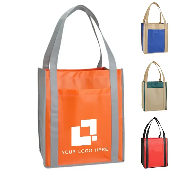 Large Non-woven Grocery Tote W/ pocket -15x13x10 1