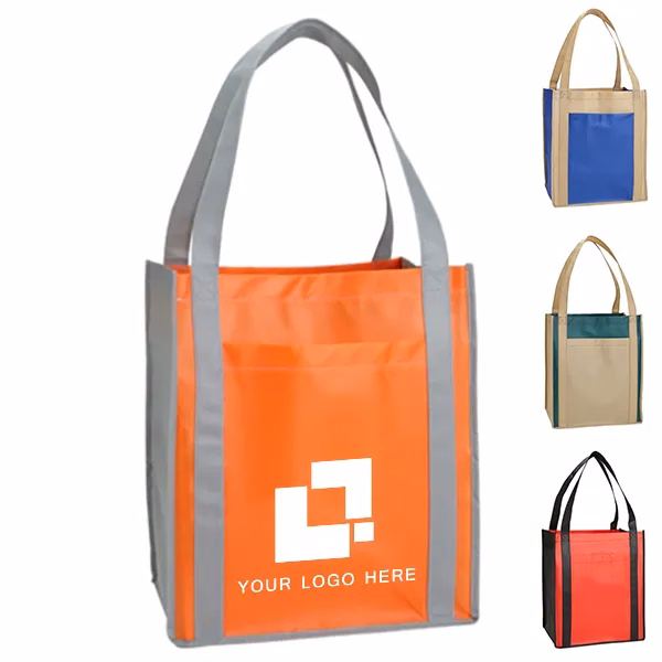 Large Non-woven Grocery Tote W/ pocket -15x13x10