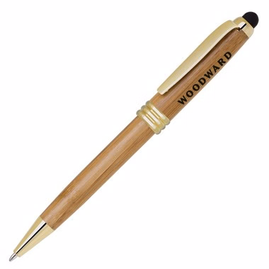 Eco-Friendly Bamboo Stylus Pen with Gold Trim