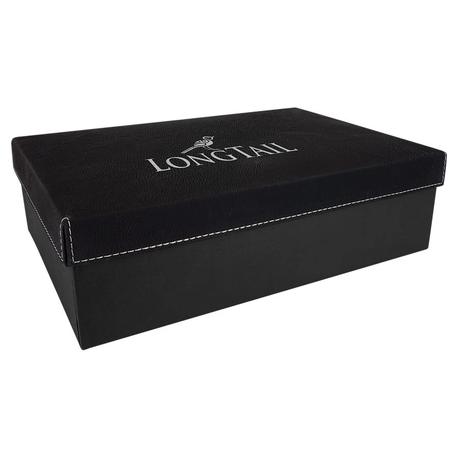 11 3/4" x 7 3/4" Black/Silver Gift Box with Leatherette Lid 1