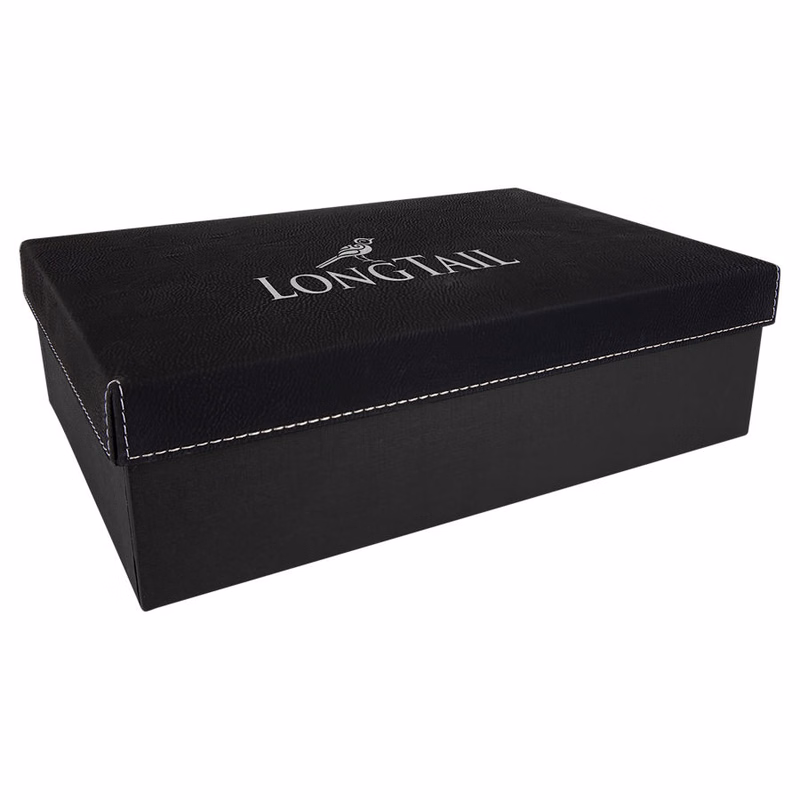 11 3/4" x 7 3/4" Black/Silver Gift Box with Leatherette Lid