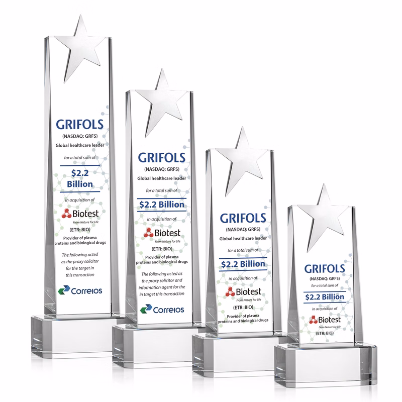Fanshaw Silver Star VividPrint™ Award on Base - Clear